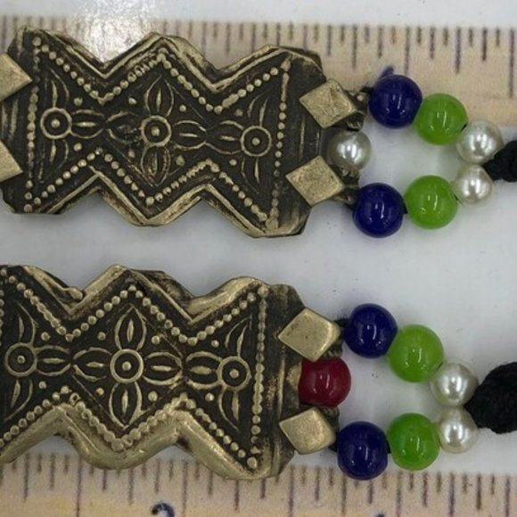 Afghan Motif Choker With Pearls, Tribal Choker Necklace, Pearls Necklace, - Picture 7 of 8